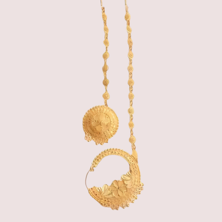 Handmade Brass Alloy Bridal Nath Mangtika Jewelry Set